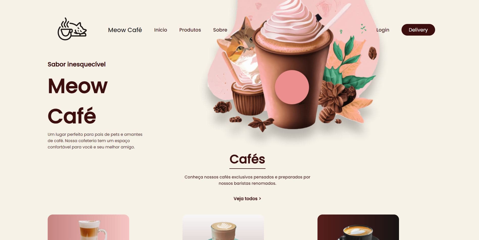 Preview do projeto Landing Page Meow Café