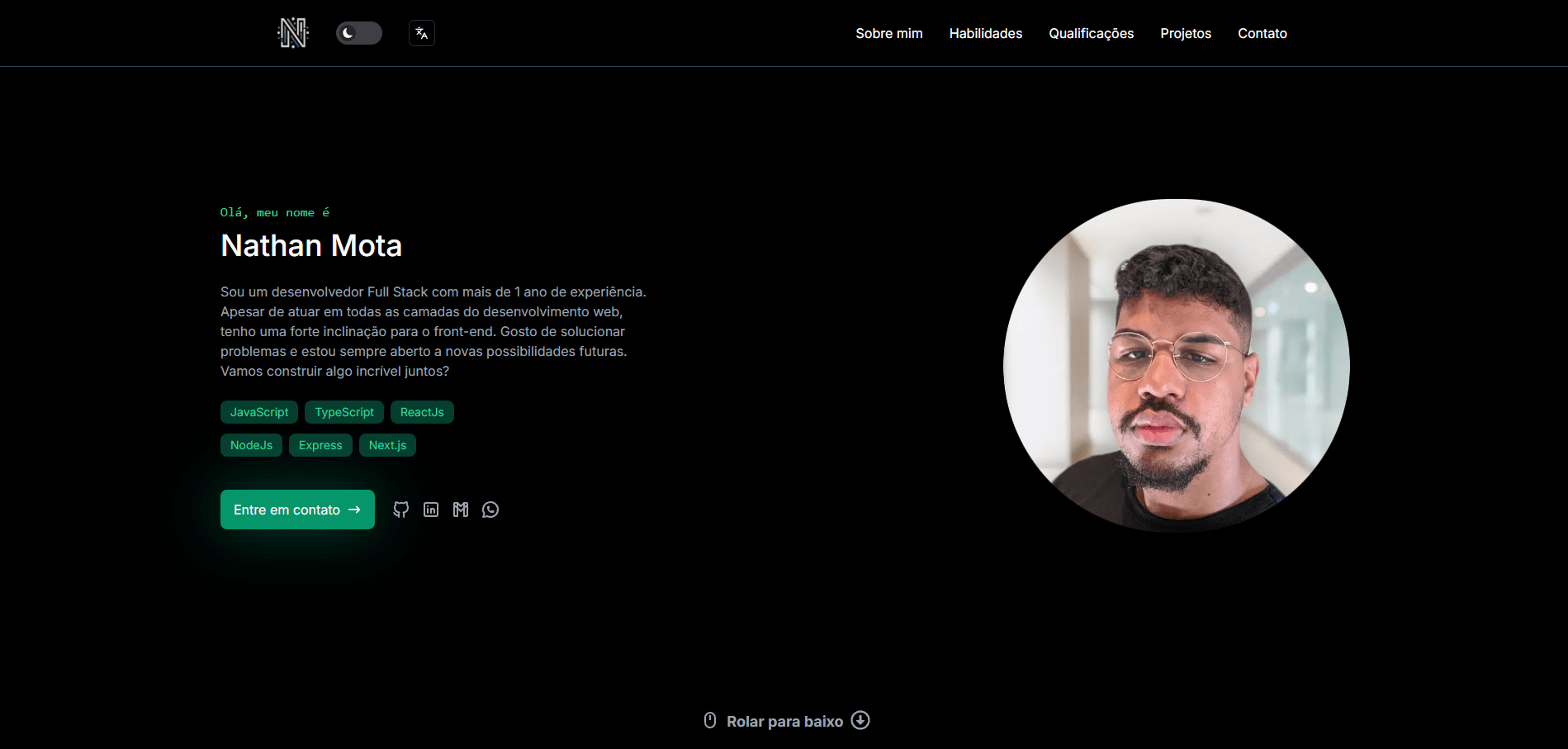 Preview do projeto Personal Portfolio V1